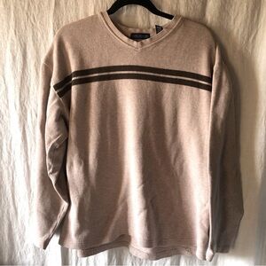 John Ashford Mens pull over medium weight all cotton shirt with stripes size XL